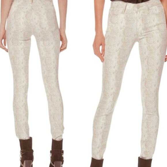 Paige Denim Hoxton Ankle Jeans Sonoran Snake Print Tan/Cream Size 27 - Picture 1 of 12